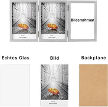 Bilderrahmen für 3 Fotos 10x15 cm klappbar mit Glasfront und