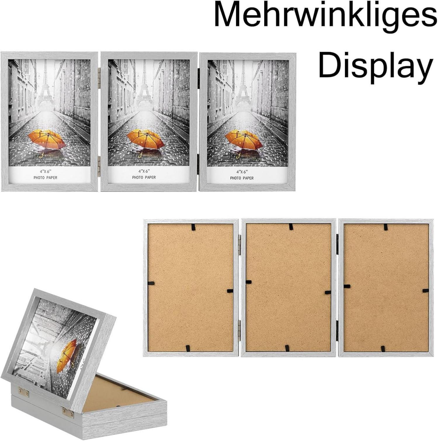 Bilderrahmen für 3 Fotos klappbar Glasfront vertikaler Ständer