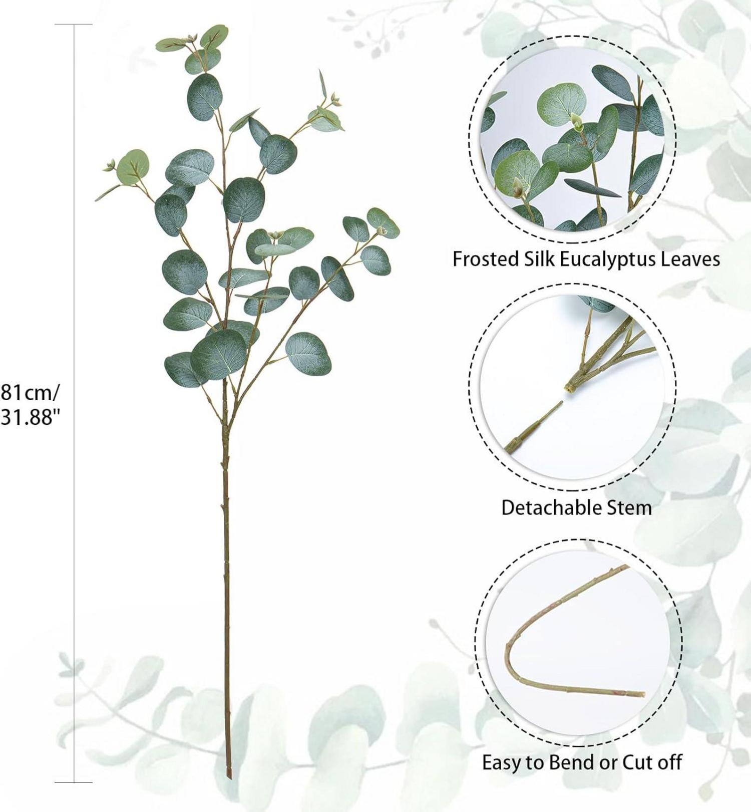 3er Set Künstliche Eukalyptus Zweige Dekozweige 81CM