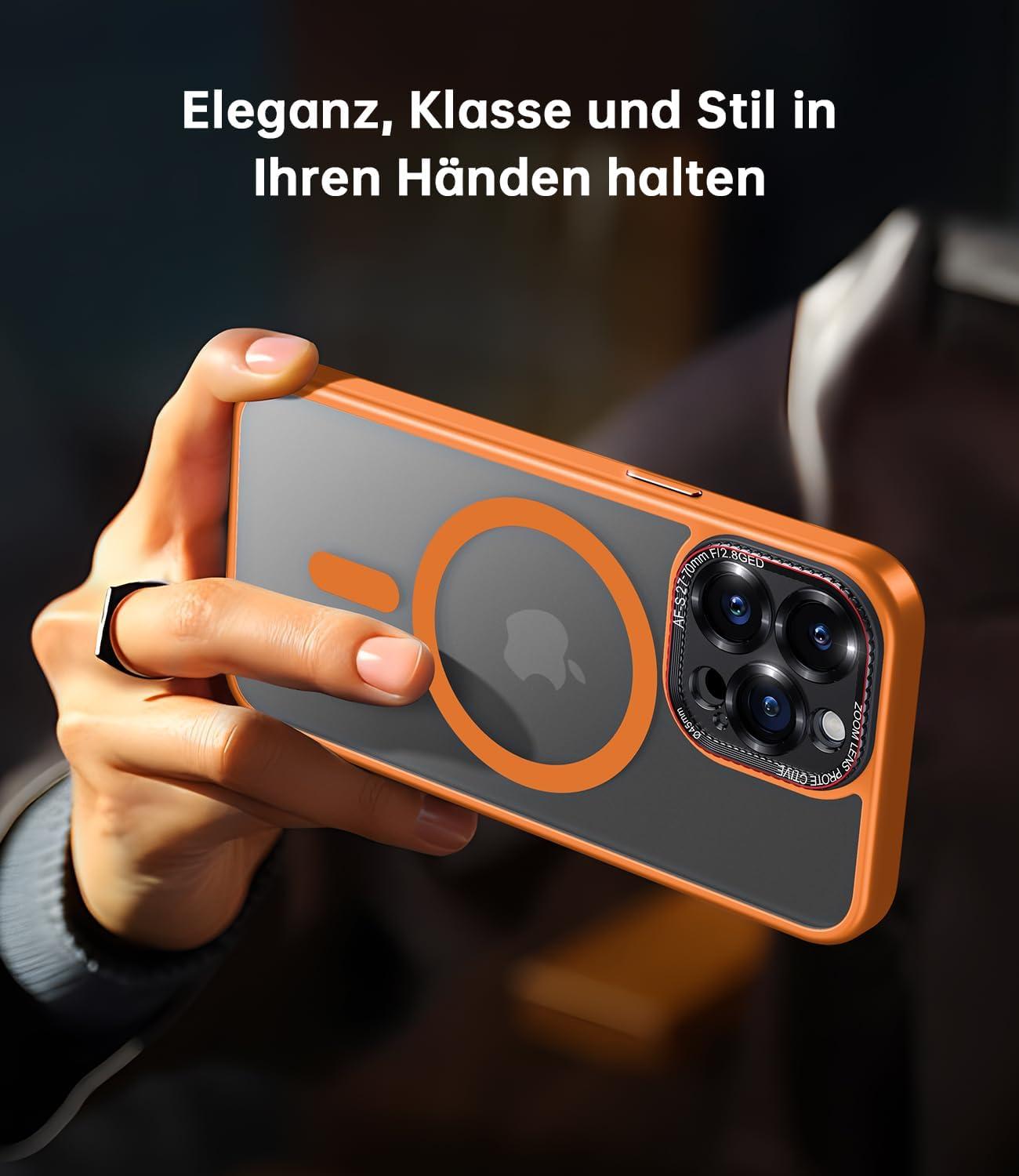 iPhone 15 Pro Max Hülle MagSafe Kameraschutz N56 Magnete Orange