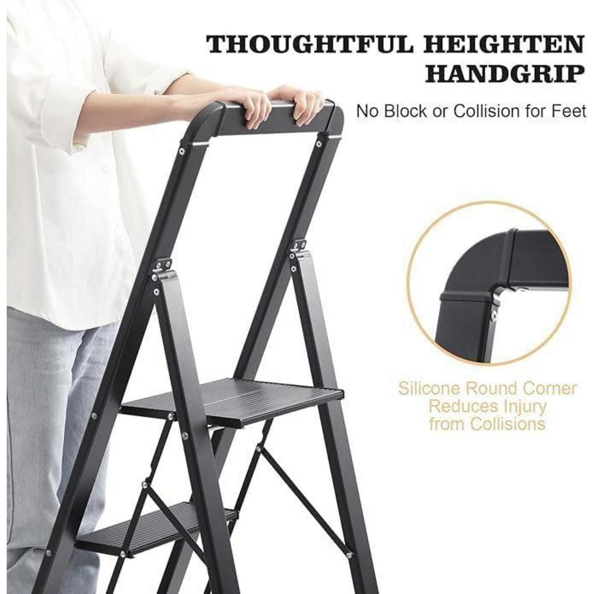 Klappbare Aluminium-Stufenleiter mit Handlauf, 5 Stufen, 150 kg