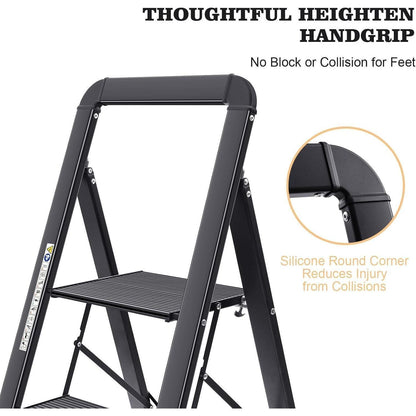 Klappbare Aluminium-Stufenleiter mit Handlauf, 5 Stufen, 150 kg