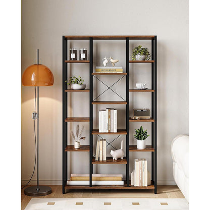 Standregal 6 Ebenen – Vintagebraun & Schwarz, 30x100x170cm