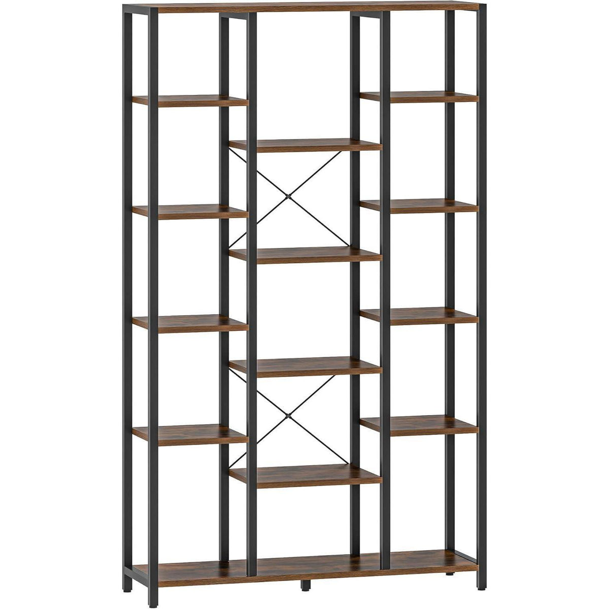 Standregal 6 Ebenen – Vintagebraun & Schwarz, 30x100x170cm