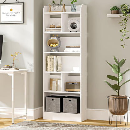 Weißes Bücherregal 6 Fächer – 170cm hoch, Standregal