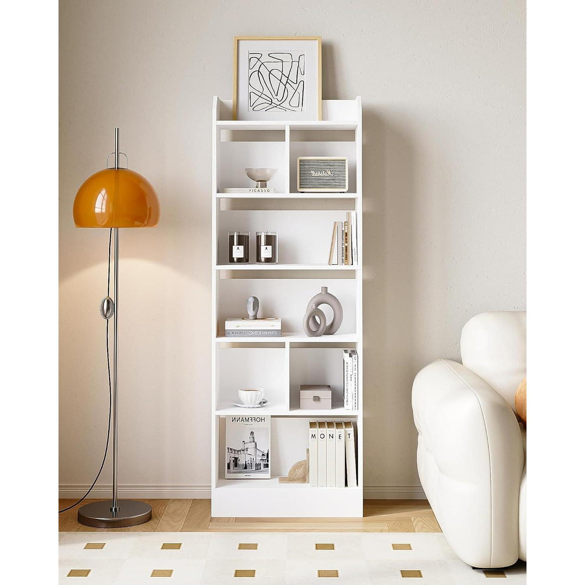 Weißes Bücherregal 6 Fächer – 170cm hoch, Standregal