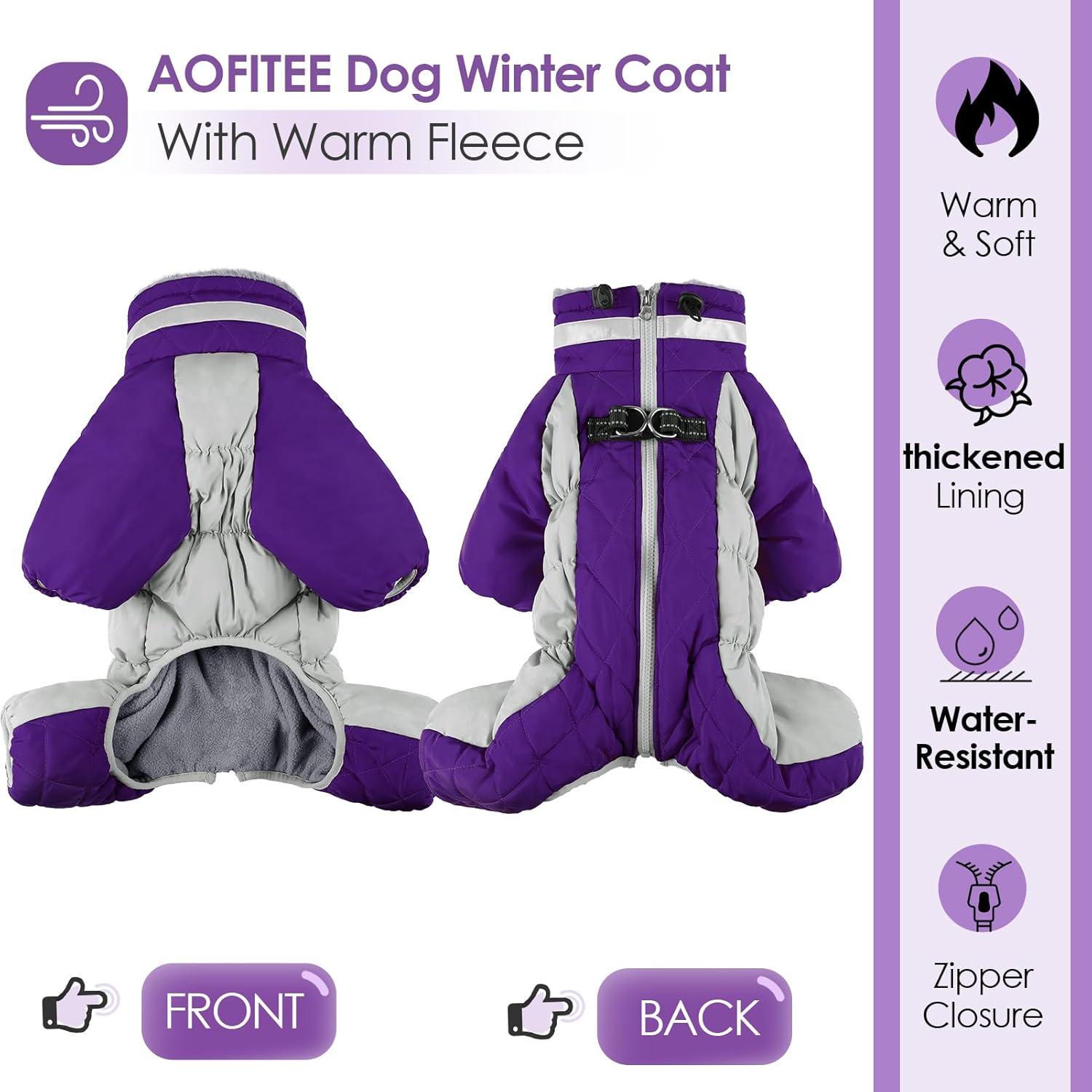 Hundemantel Fleece Winterjacke Hunde Reflektierend Lila
