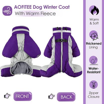 Hundemantel Fleece Winterjacke Hunde Reflektierend Lila