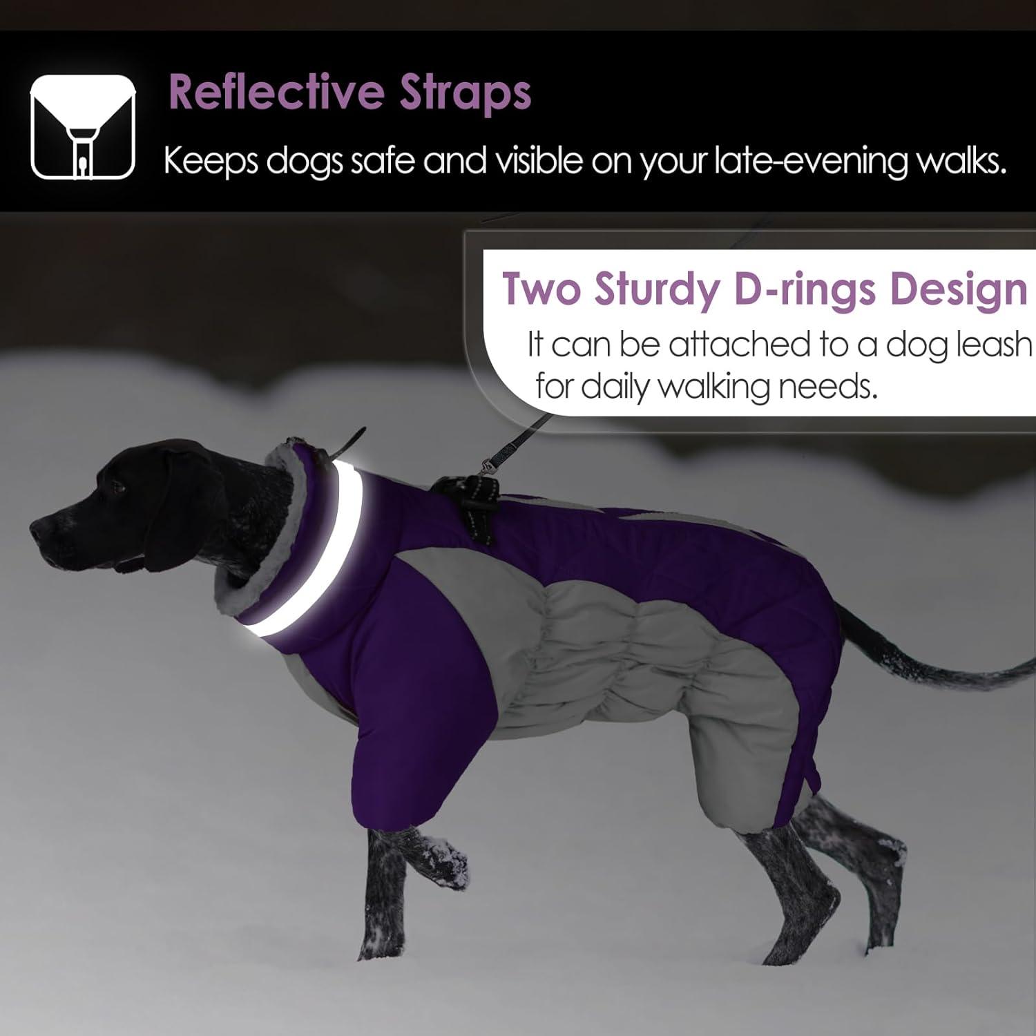 AOFITEE Hundemantel Warme Fleece Winterjacke Reflektierend M Lila