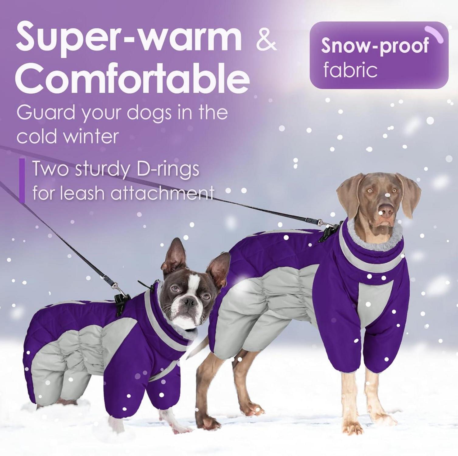 Hundemantel Warme Fleece Wintermantel Geschirr Reflektierend Violet