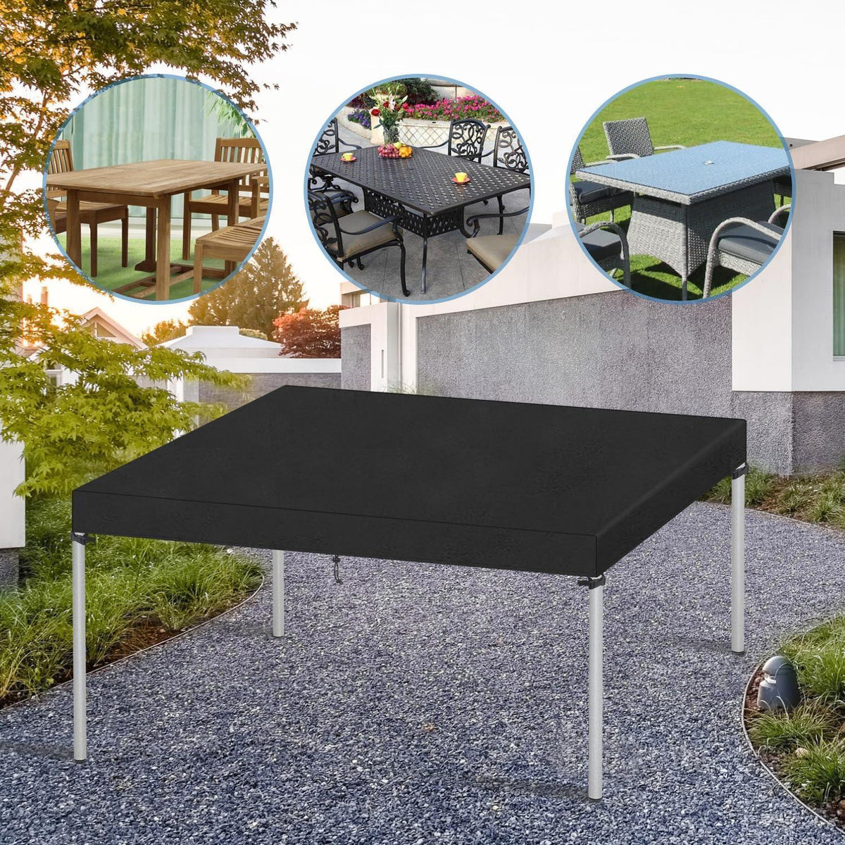 Gartentisch Abdeckhaube 160x100x15cm Wasserdicht UV-Beständig
