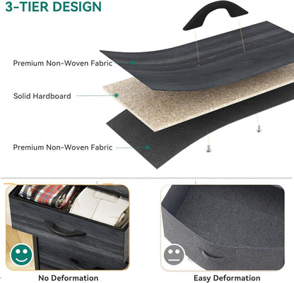 YITAHOME Aufbewahrungskommode Schrank 5 Schubladen Stoff Schwarz