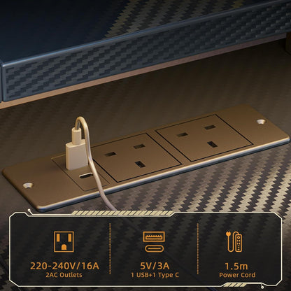 LED Eckschreibtisch mit Steckdosenleiste 120x70 cm Ablagefächer PC Tisch