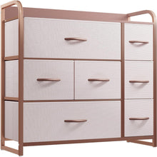 YITAHOME Aufbewahrungskommode mit 7 Schubladen aus Stoff, Rosa