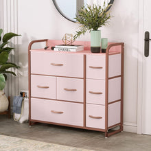 YITAHOME Aufbewahrungskommode 7 Schubladen Stoff Rosa