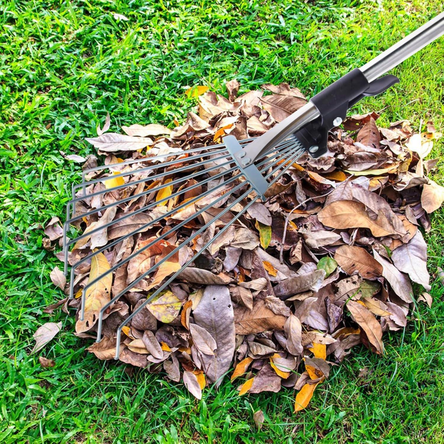 Gartenrechen Harke Metall Verstellbar Laubrechen Rasenrechen 28 Zoll