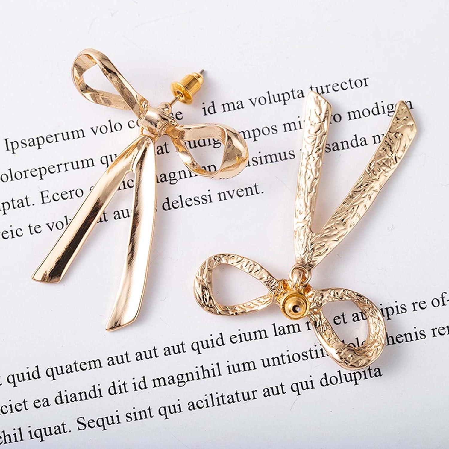 Bogen Ohrringe Damen Lange Dangle Gold Schleifen Ohrstecker Ribbon Stud Weihnachts-Party-Schmuck