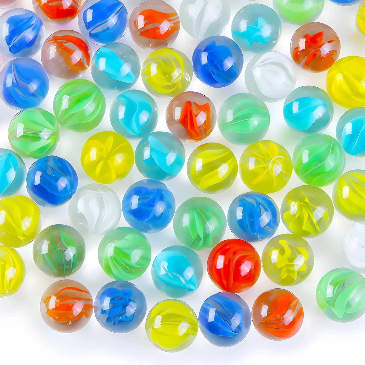 105 Glasmurmeln Katzenaugen 14mm bunt Deko Kinder Murmelspiel