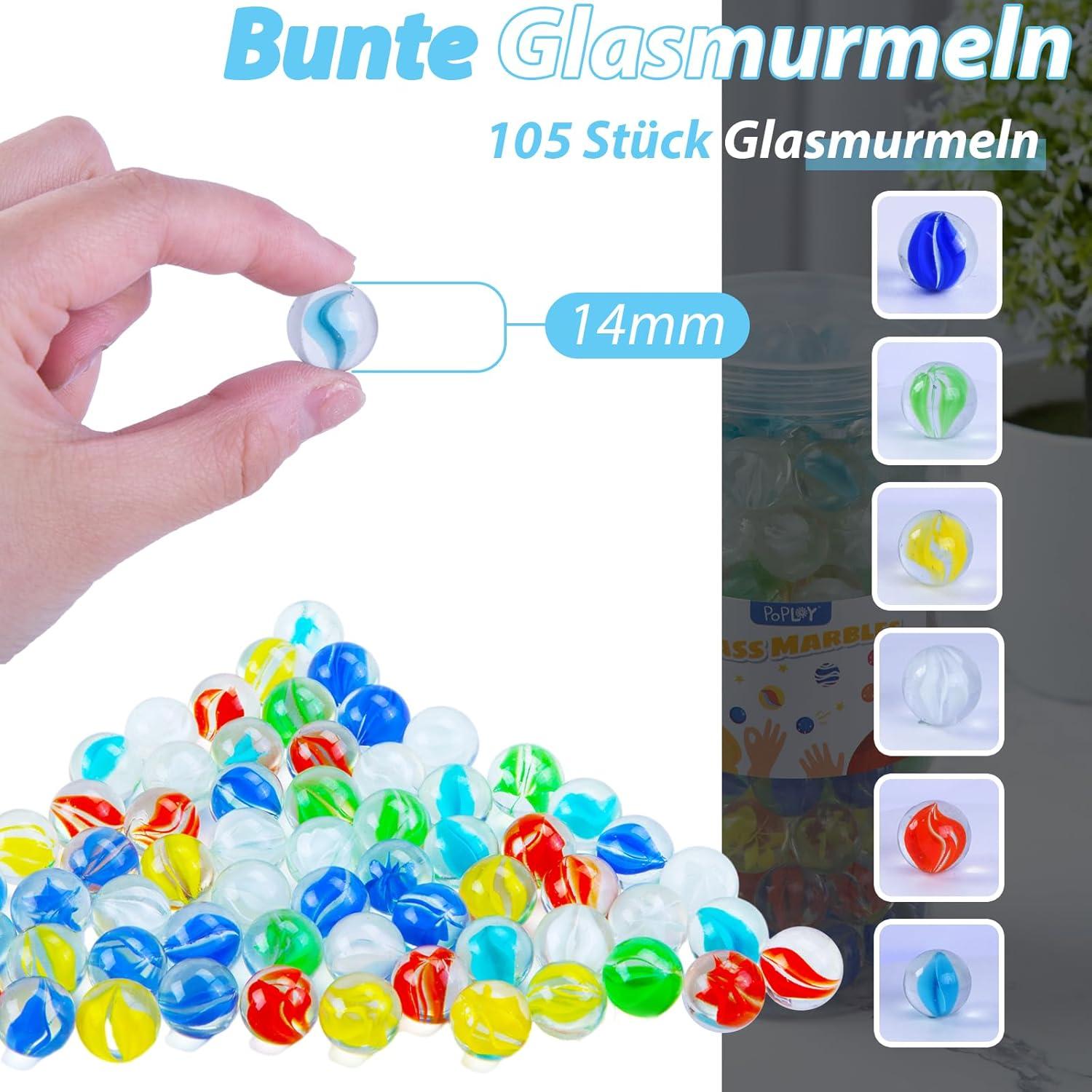 105 bunte Glasmurmeln für Kinder Haus Dekoration