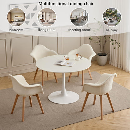 2 Esszimmerstühle im Vintage-Stil, Beige, Teddy-Samt