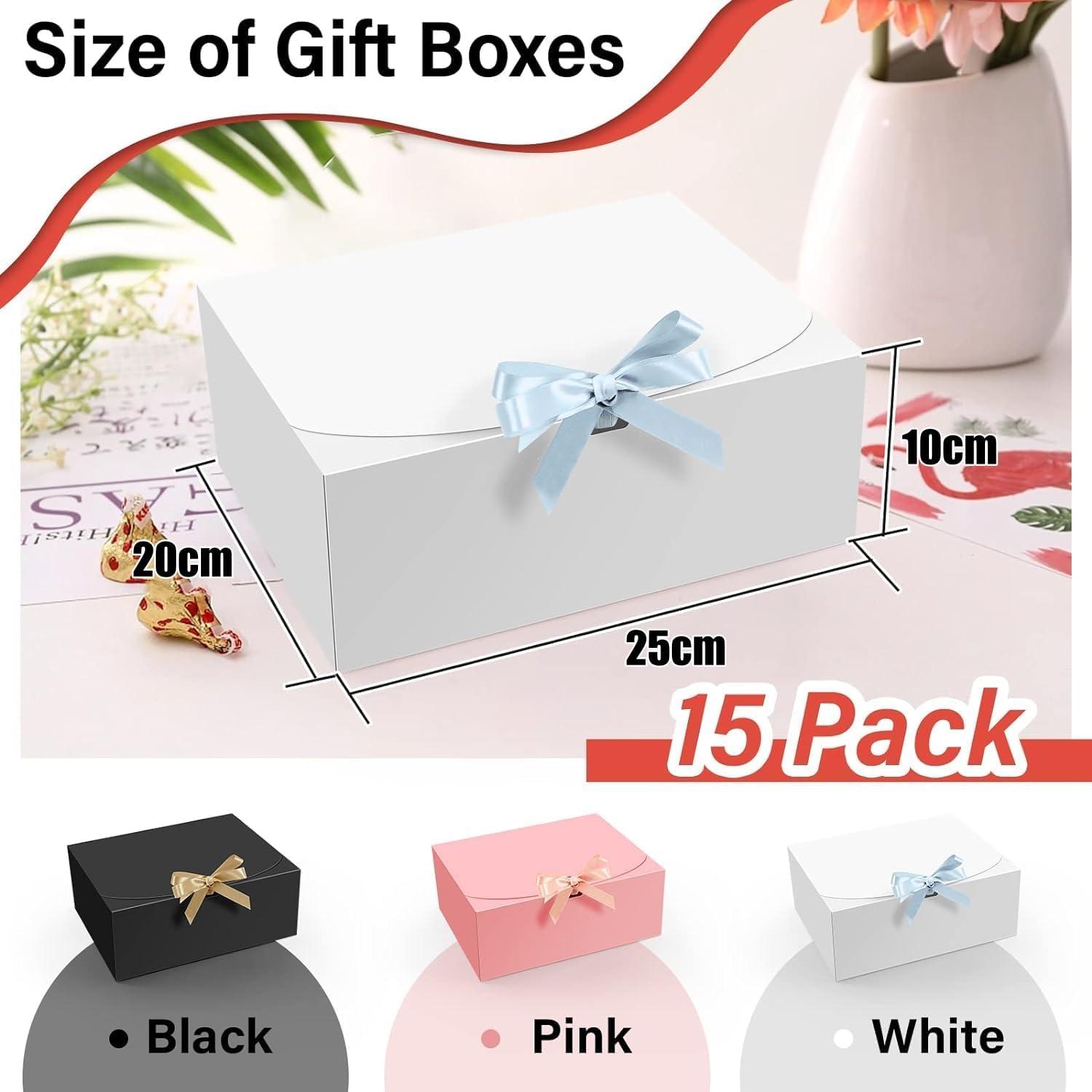 15 Stück Geschenkboxen Weiß 25CM x 20CM x 10CM Kraftpapier