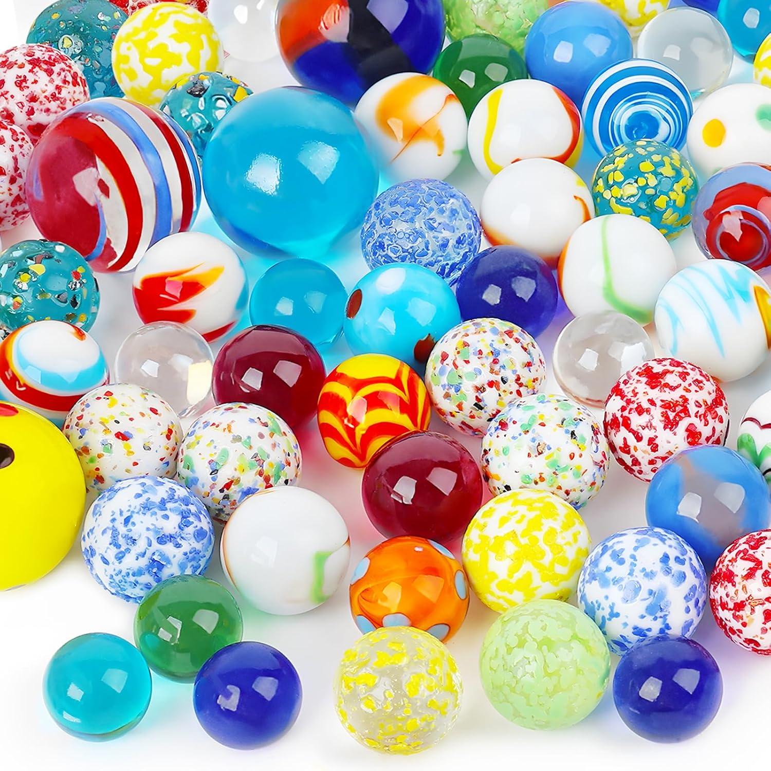 Bunte Glasmurmeln bunt 85 Stück in Weißblechdose Kinder Spielzeug