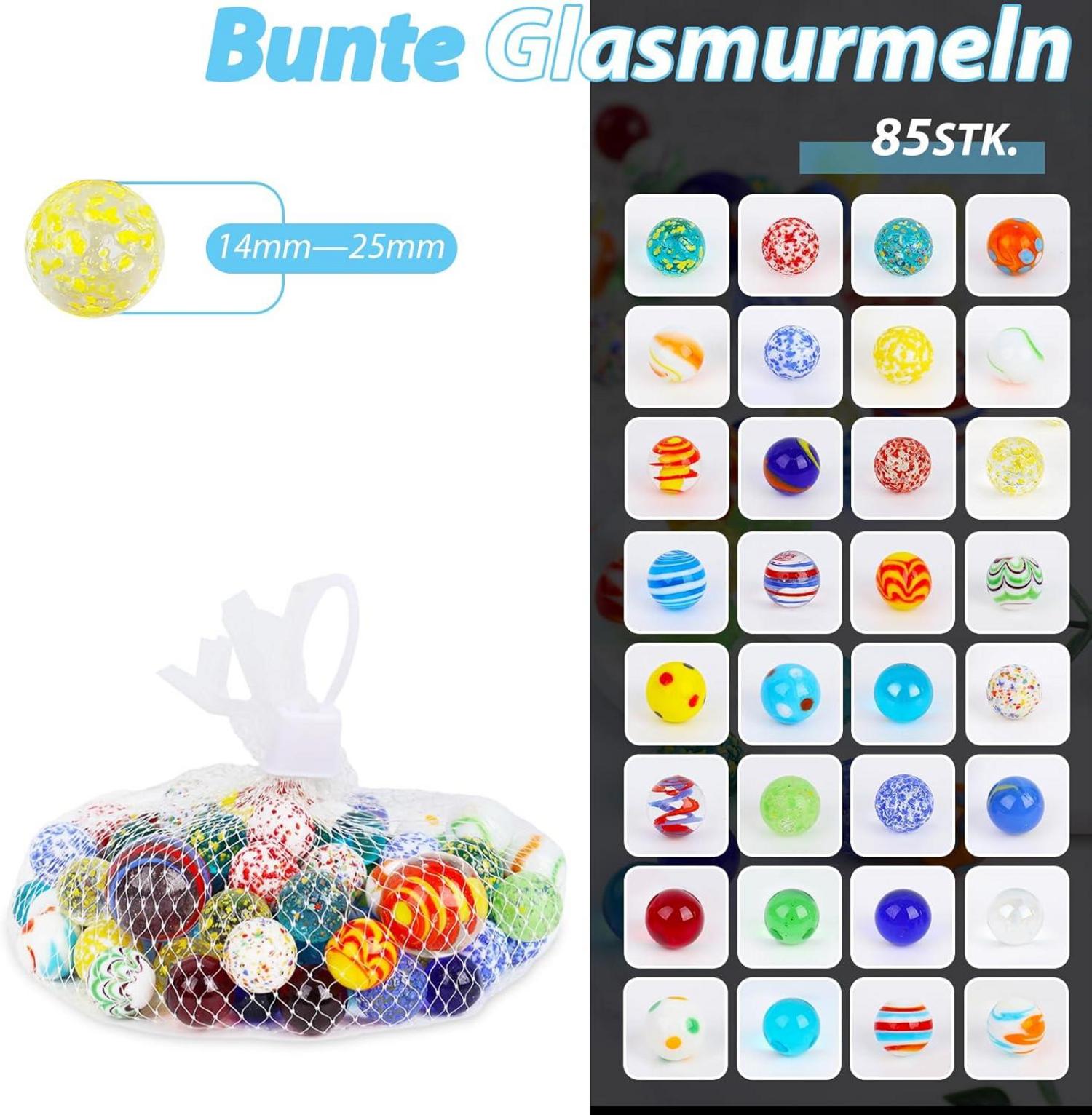Bunte Glasmurmeln in Weißblechdose, Murmelspiel Kinder Deko