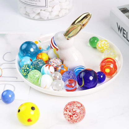 85er Set Bunte Glasmurmeln in Weißblechdose - Murmelspiel Deko Kinder