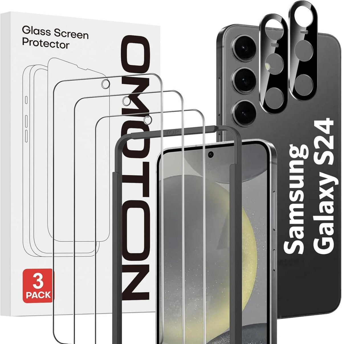 Panzer Schutzglas für Samsung Galaxy S24 mit Rahmen - 5+2 Stück