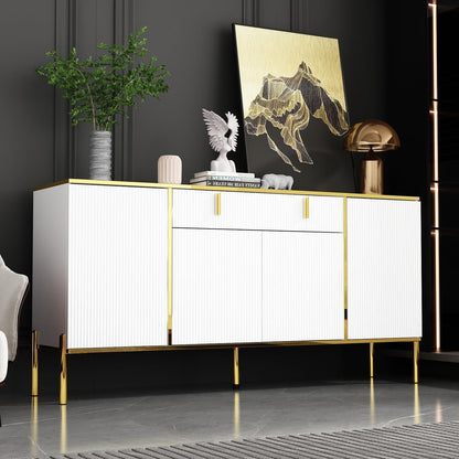 Weißes Sideboard mit 4 Türen & Schublade – 160cm Wohnzimmerschrank