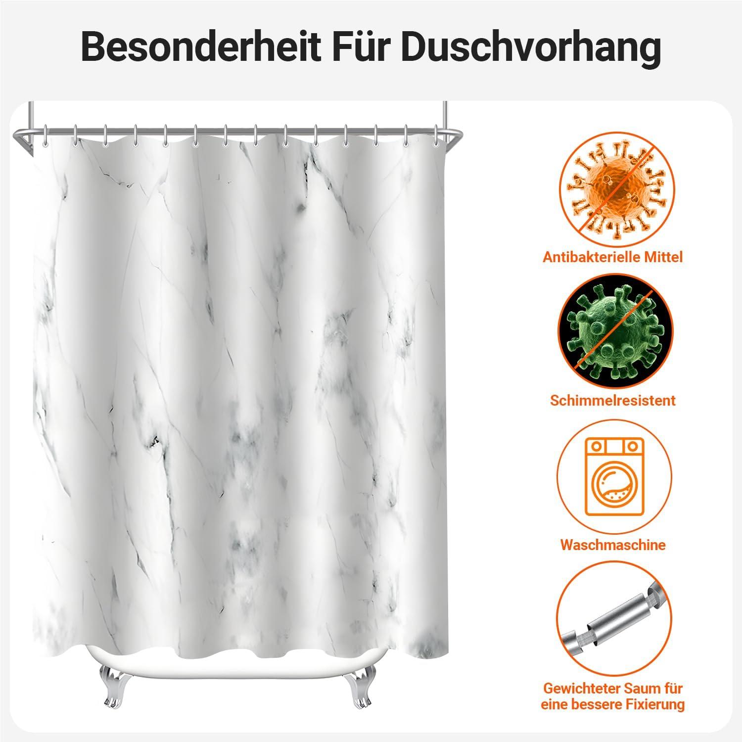 Duschvorhang 200x200cm Marmor Antischimmel Wasserdicht Waschbar Polyester