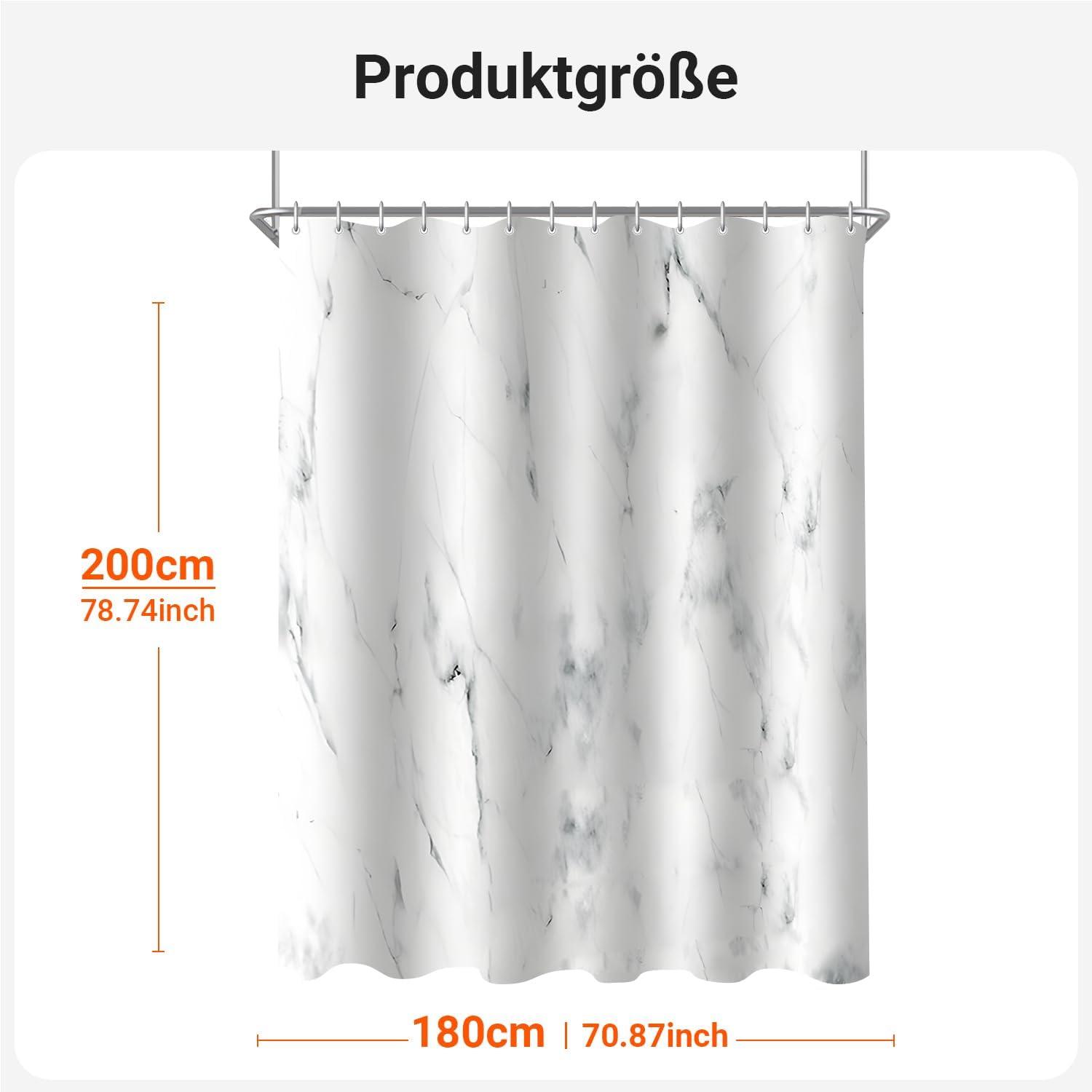 Duschvorhang 180x200cm Marmor Antischimmel Wasserdicht Polyester