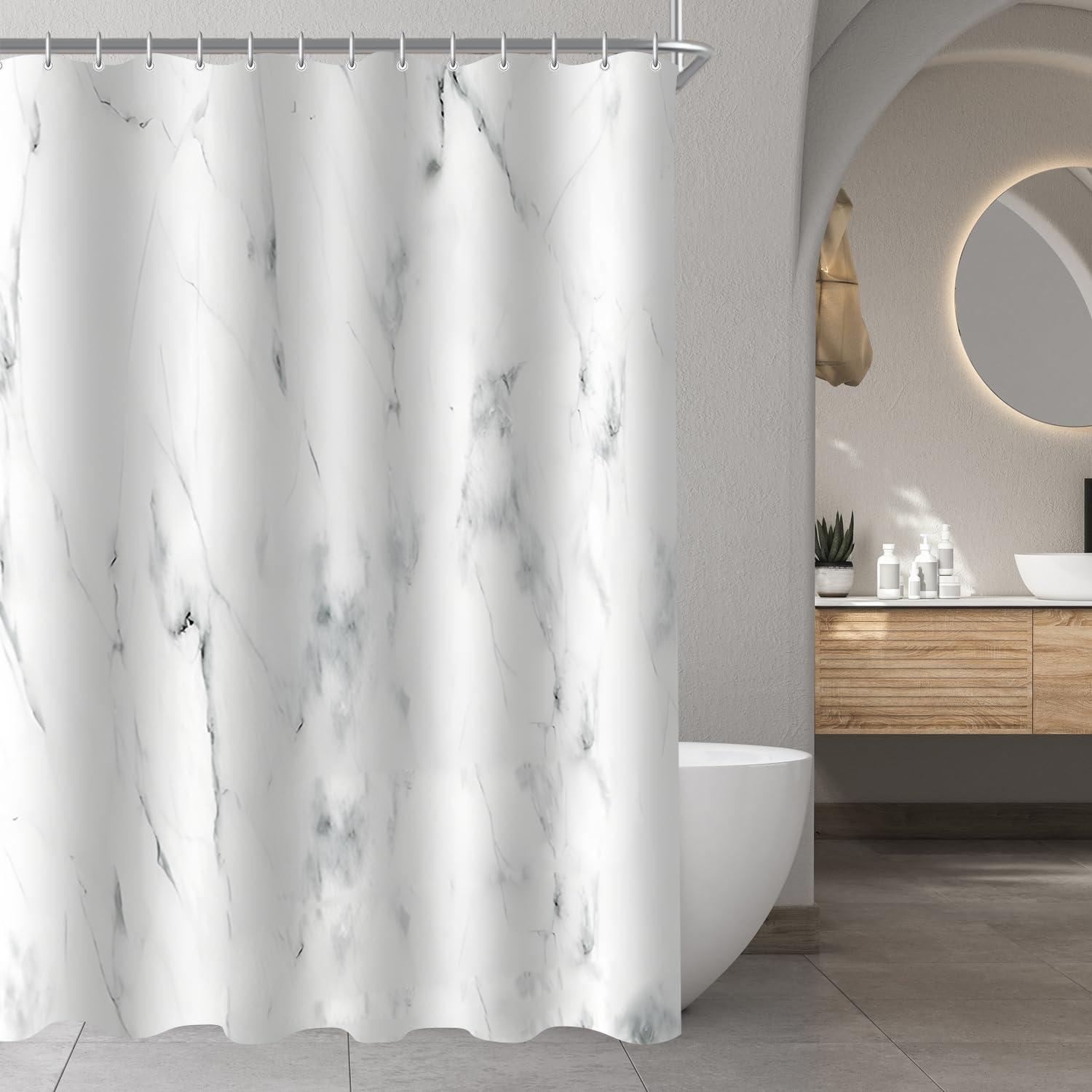 Duschvorhang 180x200cm Marmor Antischimmel Textil Wasserdicht Polyester Badevorhang 12 Ösen Duschvorhangringe