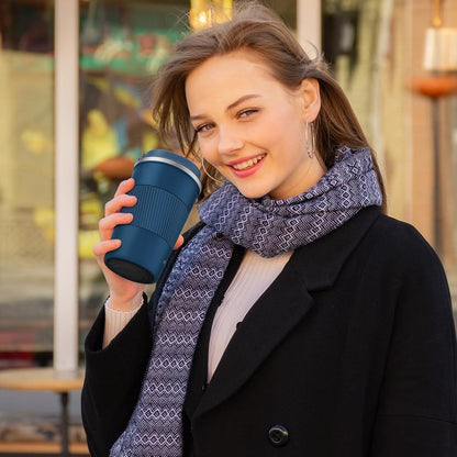 Edelstahl Isolierbecher 380ml Vakuum Travel Mug auslaufsicher Navyblue