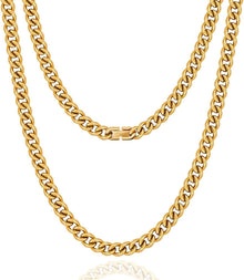 Cuban Link Herrenkette 7mm Edelstahl 18K Gold vergoldet