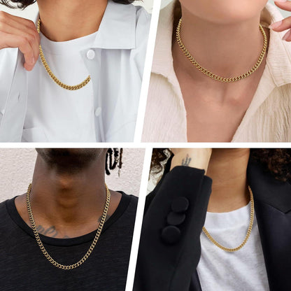 Cuban Link Herrenkette 7mm Edelstahl 18K Gold vergoldet