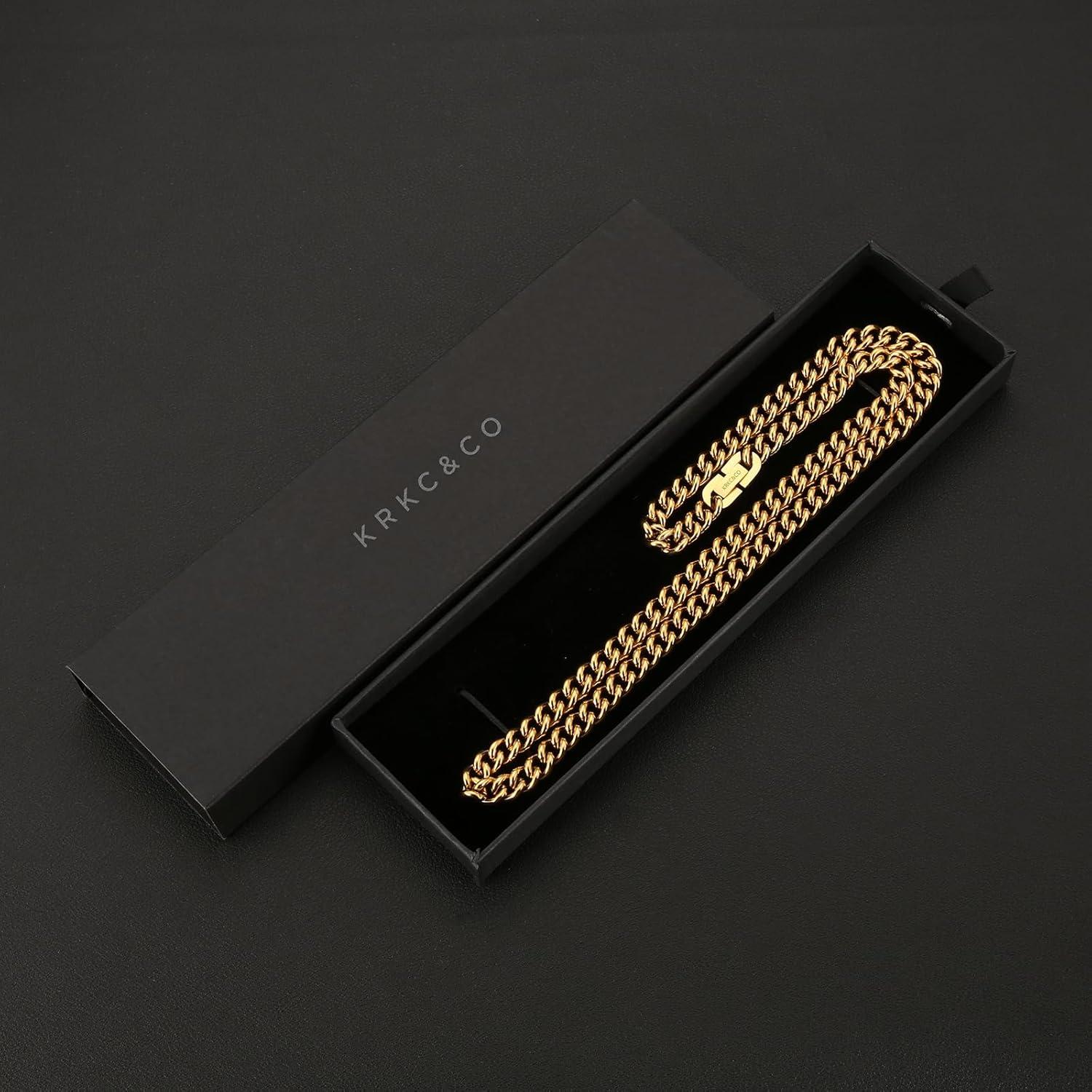 Panzerkette Herren Edelstahl 18K Gold Vergoldet 7mm 45.7cm