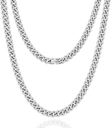 Kubanische Panzerkette 7mm Edelstahl 18K Vergoldet Silber Gold 55,9cm