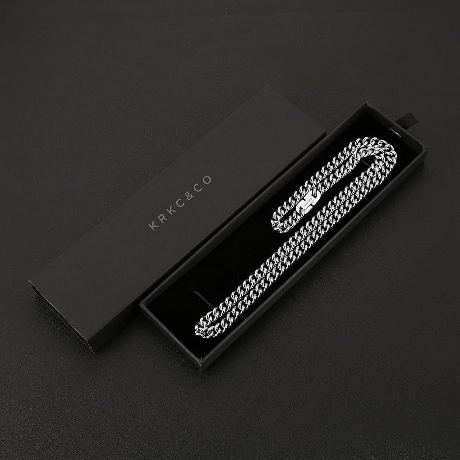 Panzerkette Herren Edelstahl 7mm 18K vergoldet Cuban Link Chains Damen