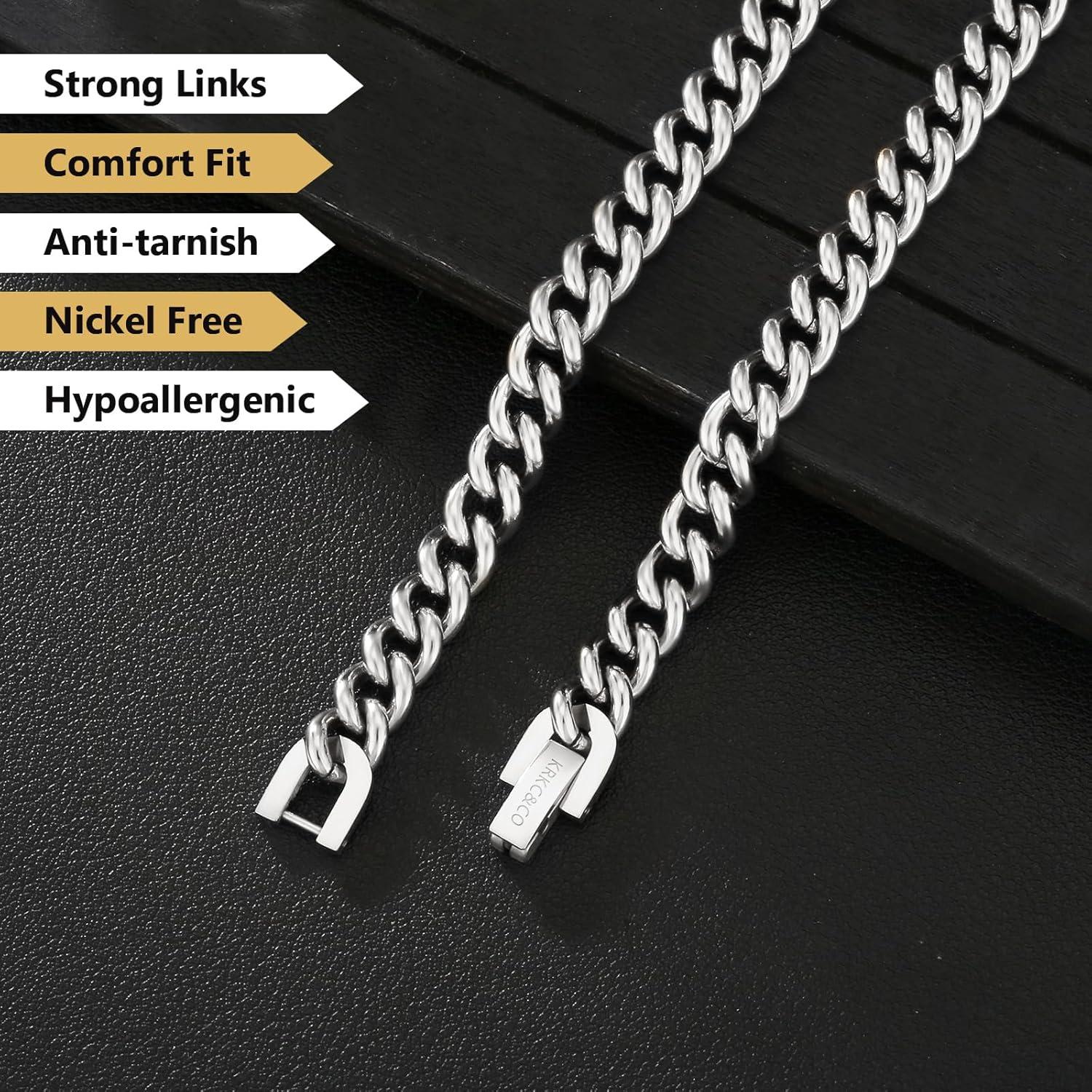 Panzerkette Herren Edelstahl 18K Gold Cuban Link 7mm 61cm