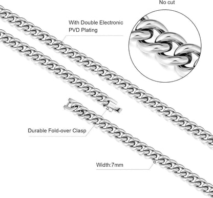 Herren Kette Panzerkette Edelstahl Gold Vergoldet Cuban Link 61cm 7mm
