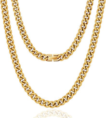 Kubanische Panzerkette aus Edelstahl, 18K Gold Vergoldet 9mm
