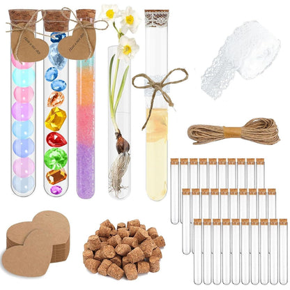 30x Reagenzgläser mit Korken für Blumen - Gastgeschenk