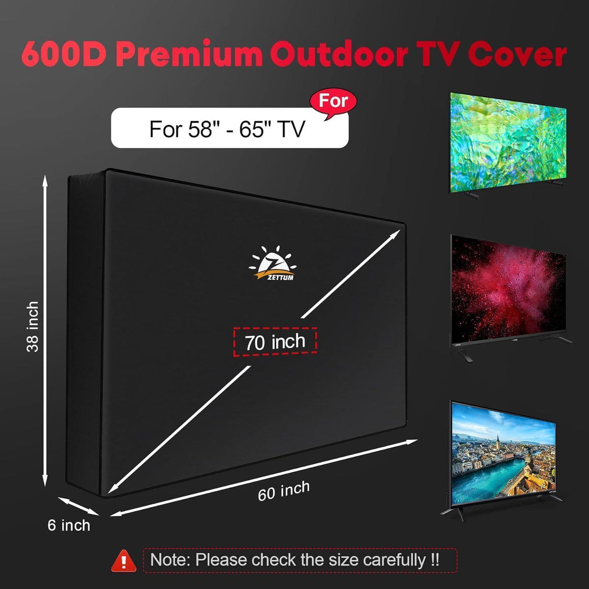 Outdoor TV Abdeckung 60-65 Zoll, Wasserdicht & UV-Schutz