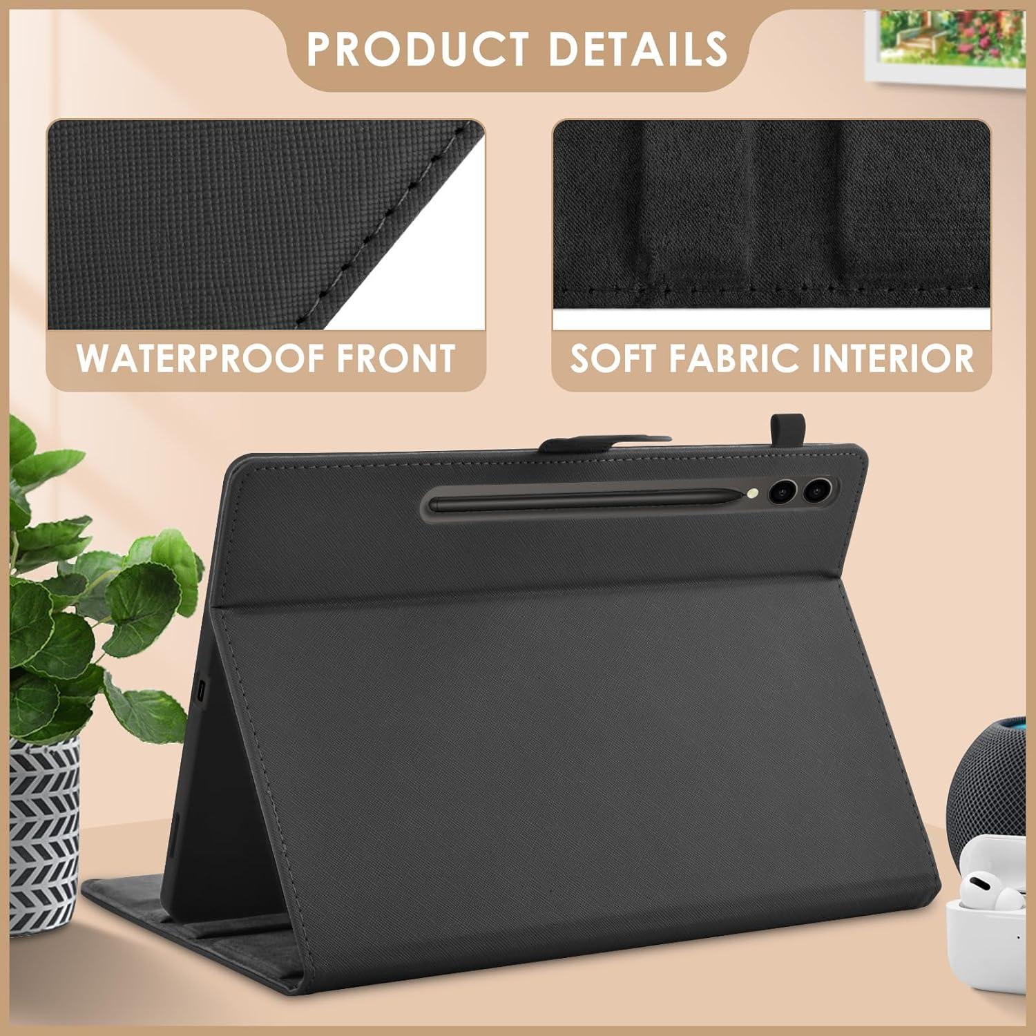 Samsung Galaxy Tab S7 FE/S8+/S7+ Plus Hülle PU Leder Schwarz