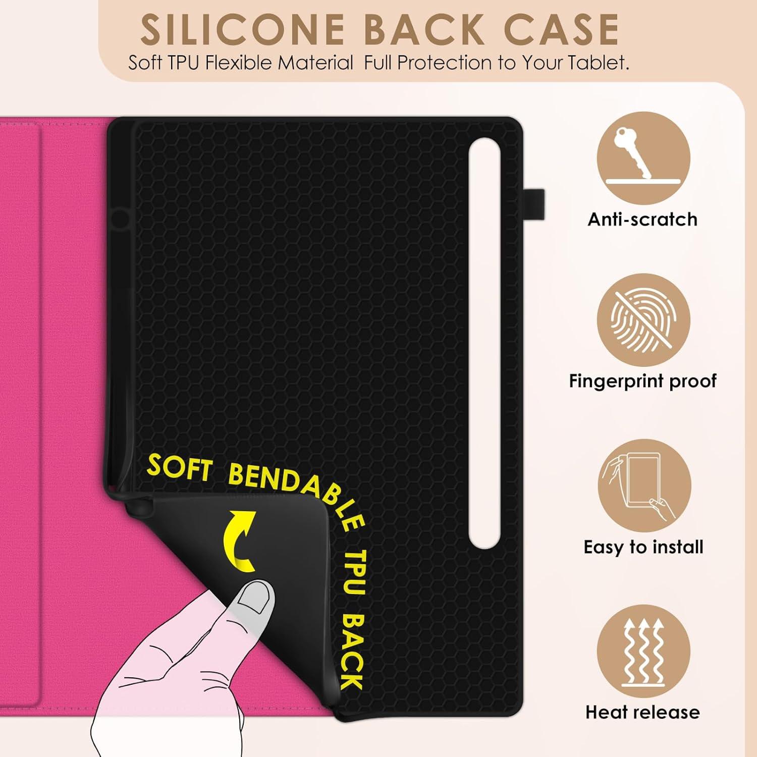 KATUMO Samsung Galaxy Tab S7 FE/S8+/S7+ Plus Hülle 12.4 Zoll Slim PU Leder Cover Rot