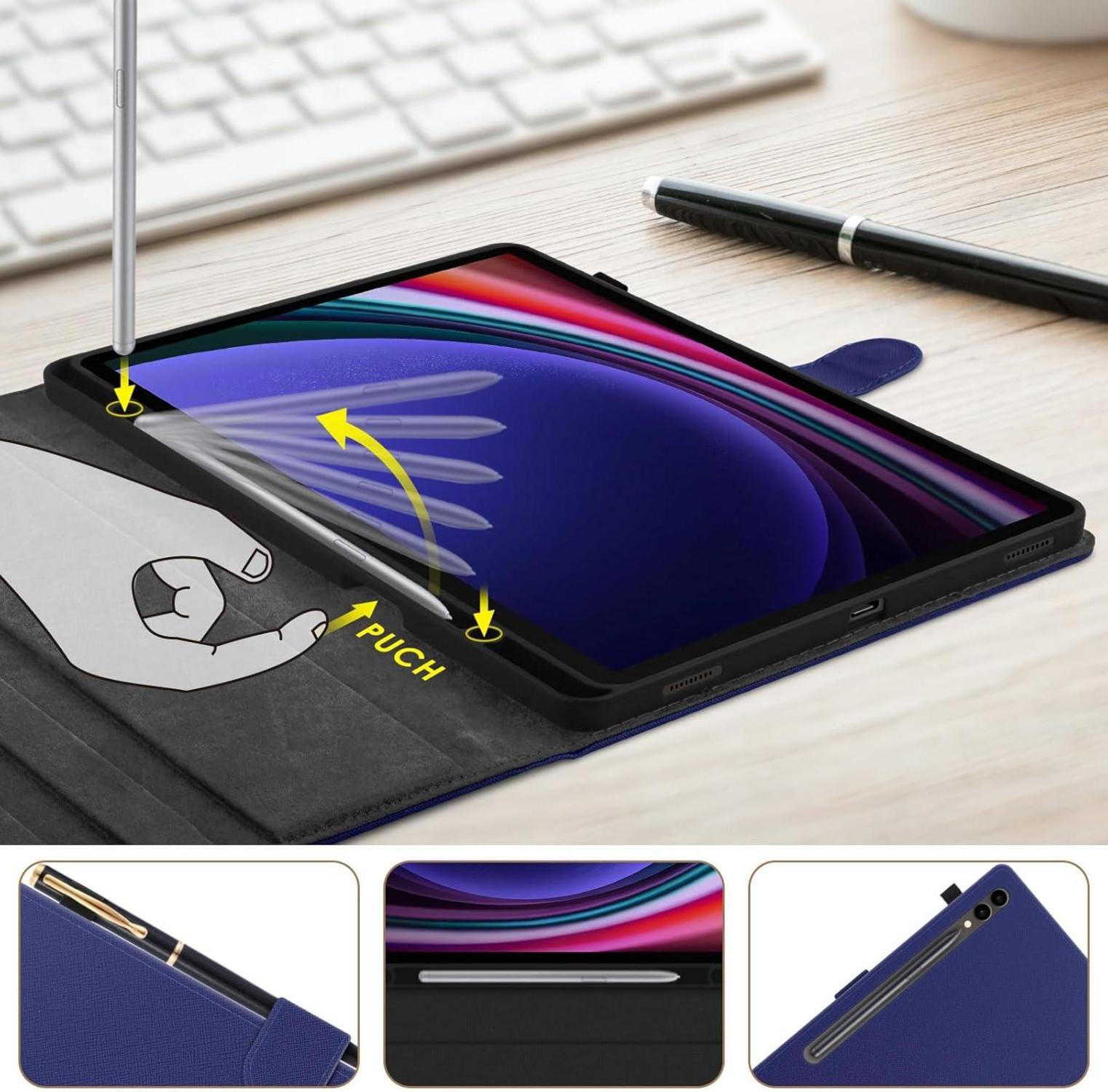 KATUMO Samsung Galaxy Tab S7 FE/S8+/S7+ Plus 12.4 Zoll Lederhülle Blau