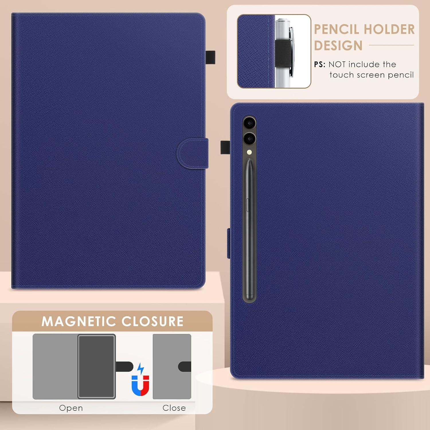 Hülle für Samsung Galaxy Tab S7 FE/S8+/S7+ Plus 12.4 Zoll mit S Pen Halter, Blau
