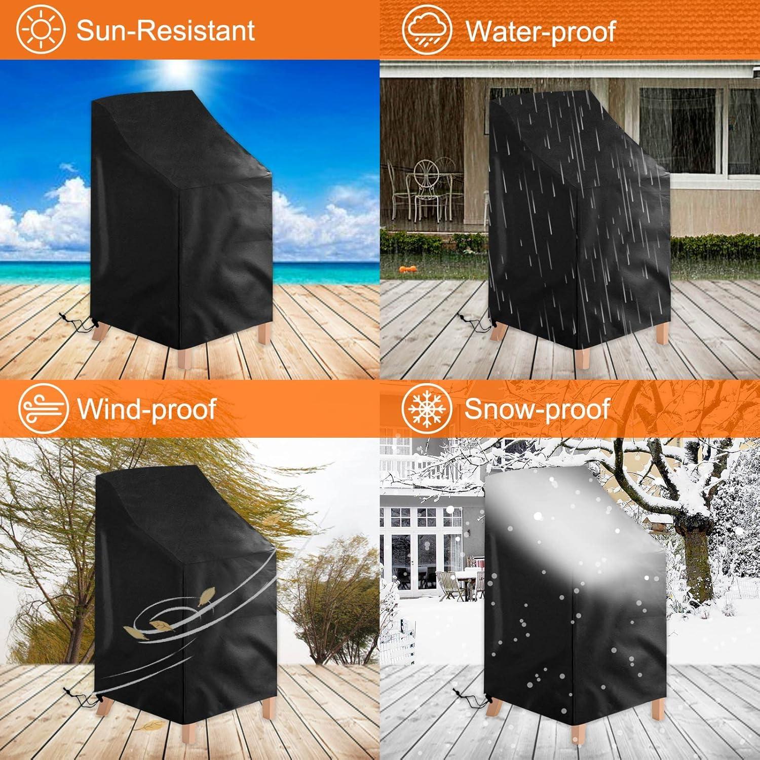 Gartenstuhl Abdeckung 2er Set wasserdicht UV-beständig Oxford Polyester