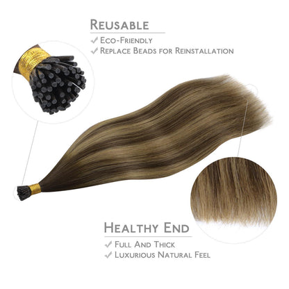 Echthaar I Tip Extensions Schoko-Karamell Blond 50g/55cm